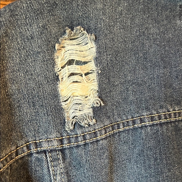 Refuge Distressed Blue Denim Jacket - Picture 10 of 11